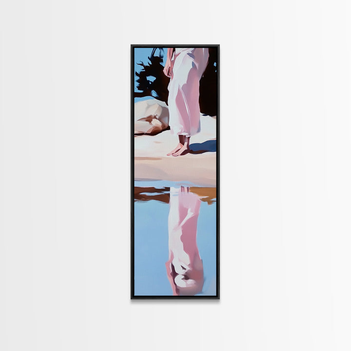 Barefoot Bliss, Soft Pastel Beach Art, Peaceful Escape, Serene Landscape, Earthy Tones, Coastal Decor, Bedroom Canvas Print