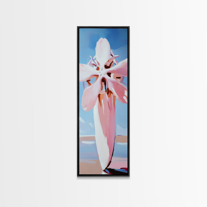 Pink Blossom Bloom, Soft Nature Art, Gentle Pastels, Tranquil Scene, Framed Canvas Print, Bedroom Wall Art, Botanical Decor