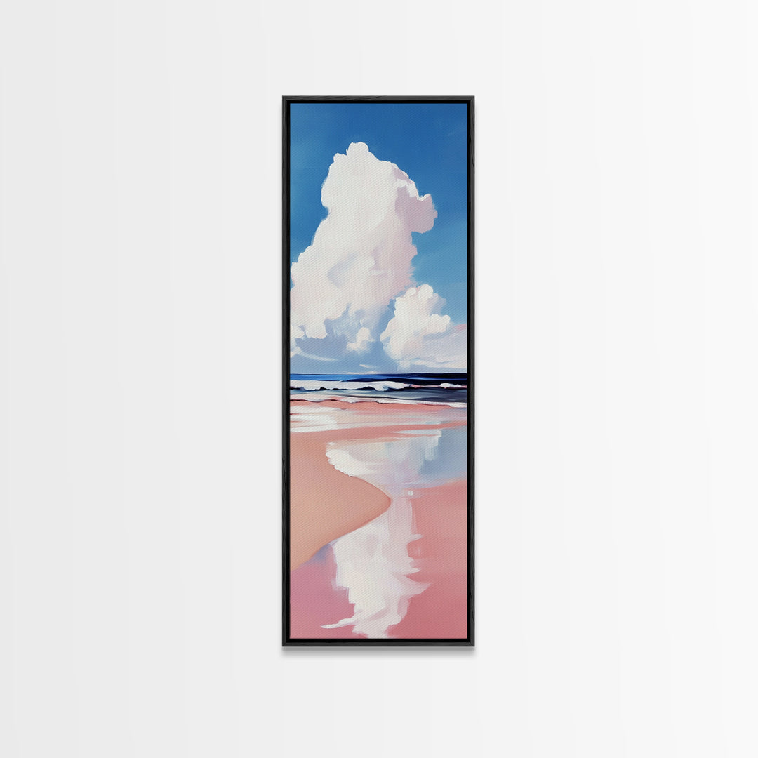 Cloud Reflection, Ocean Horizon, Tranquil Sky, Dreamy Seascape, Framed Canvas Print, Coastal Wall Art, Living Room Decor, Minimalist Blue