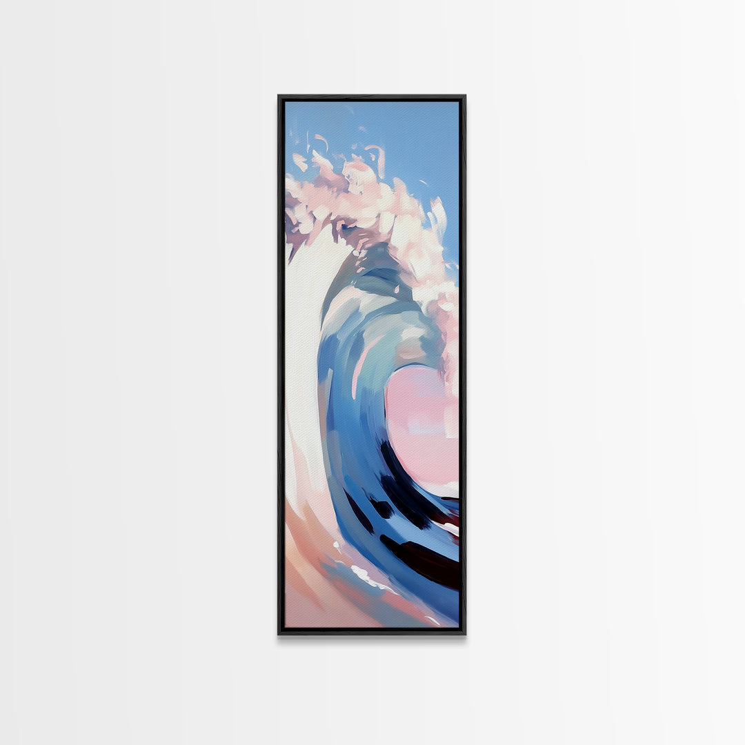 Ocean Wave, Abstract Seascape, Framed Canvas Print, Coastal Aesthetic, Modern Minimalist, Living Room Decor, Nautical Wall Art