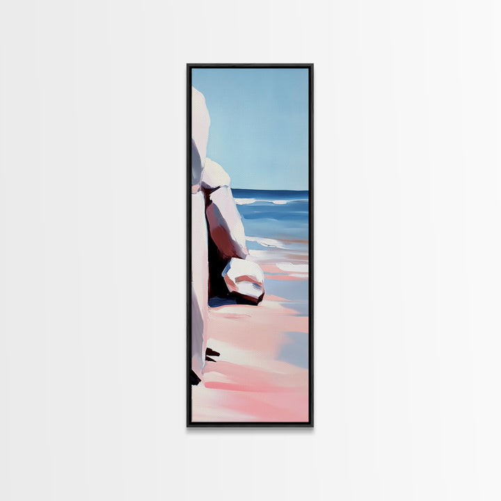 Coastal Rocks, Ocean Landscape, Beach House Wall Art, Minimalist Seascape, Relaxing Decor, Nature Painting, Canvas Print