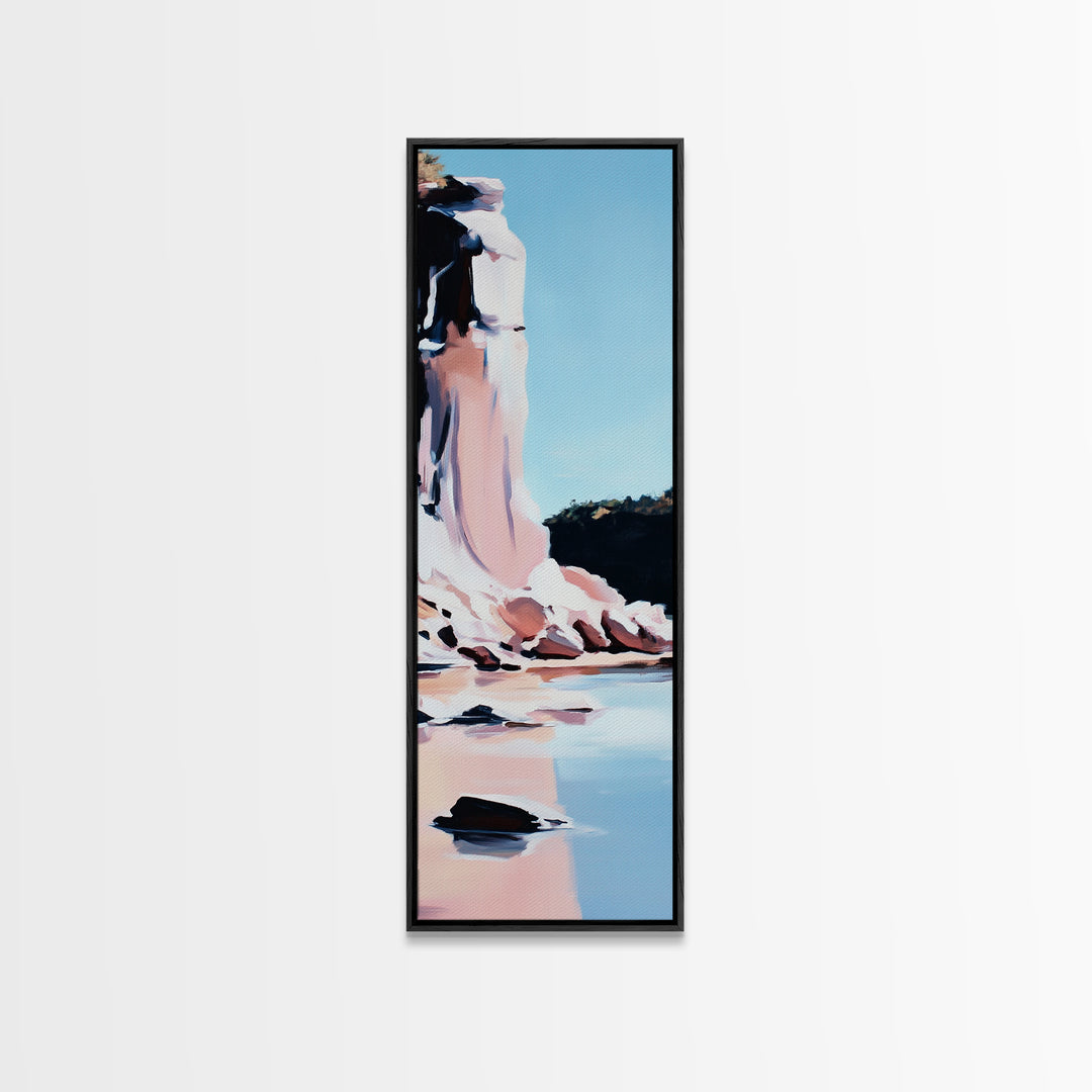 Cliffside Beauty, Ocean Landscape, Coastal Home Decor, Beach Wall Art, Modern Seascape, Framed Canvas Print, Minimalist Style