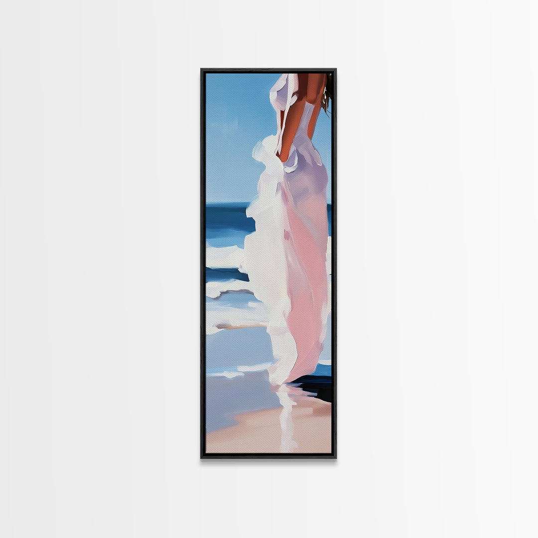 Coastal Elegance, Beach Reflection, Ocean Breeze, Framed Canvas Print, Minimalist Art, Bedroom Wall Art, Summer Aesthetic, Seaside Decor