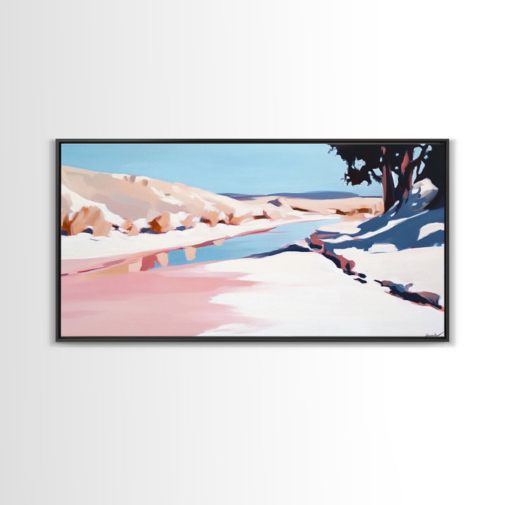 River Landscape, Nature Wall Art, Serene Water Scene, Tranquil Wilderness Painting, Country Home Decor, Scenic Canvas Print