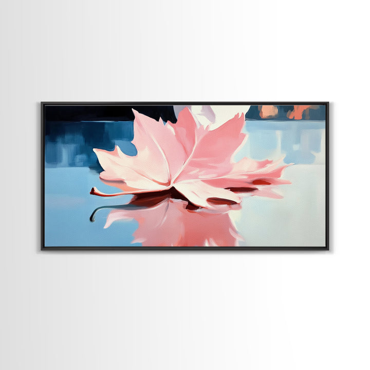 Autumn Leaf, Nature Reflection, Fall Inspired Art, Framed Canvas Print, Cozy Seasonal Wall Decor, Warm Toned Home Aesthetic