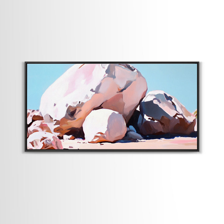 Rock Formations, Desert Landscape, Warm Neutrals, Canvas Print, Bohemian Wall Art, Modern Minimalist Decor, Earthy Tones, Bedroom Wall Art