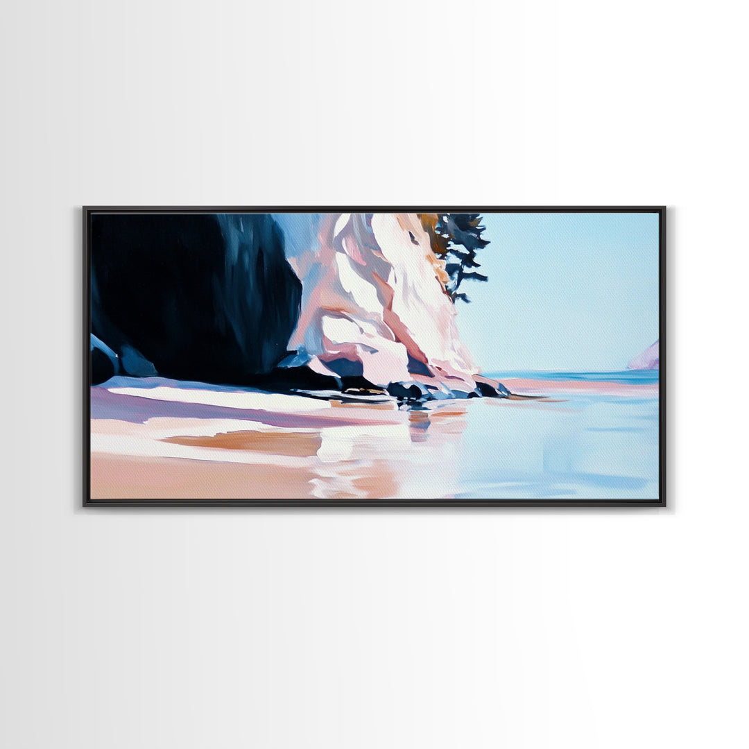 Coastal Cliffside, Ocean View Art, Seaside Landscape, Beach Getaway, Modern Coastal Decor, Nature Scene, Canvas Print, Living Room