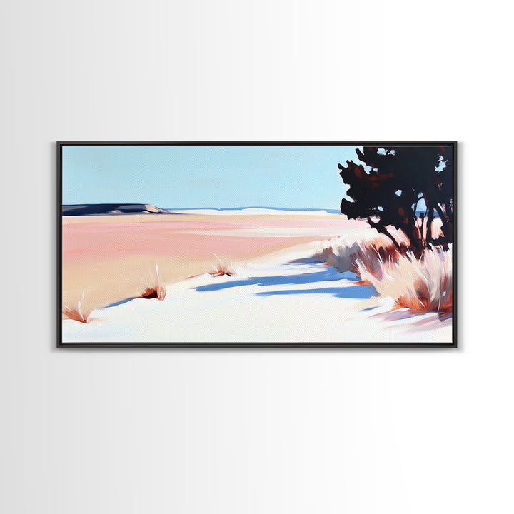 Desert Pathway, Minimalist Landscape Art, Warm Pastel Print, Earthy Aesthetic, Rustic Wall Decor, Bedroom Art, Canvas Print