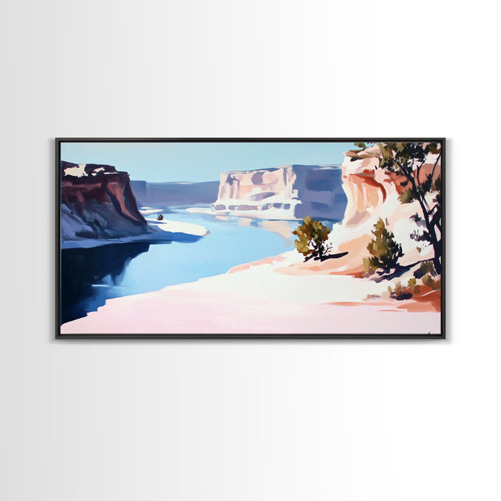 Desert River, Southwest Landscape, Canvas Print, Boho Wall Art, Nature Painting, Earthy Home Decor, Western Art, Office Wall Art