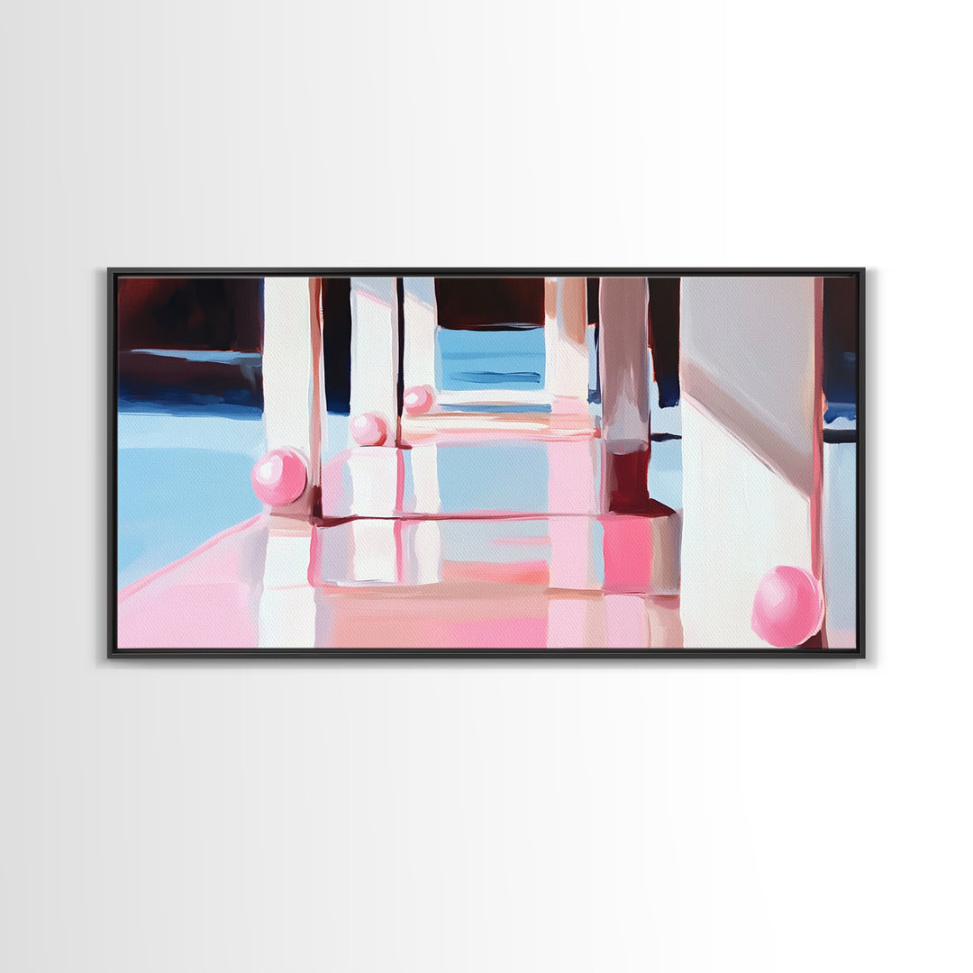 Dockside Reflections, Coastal Living Art, Minimalist Waterscape, Serene Harbor Scene, Nautical Theme, Canvas Print, Office Wall Art