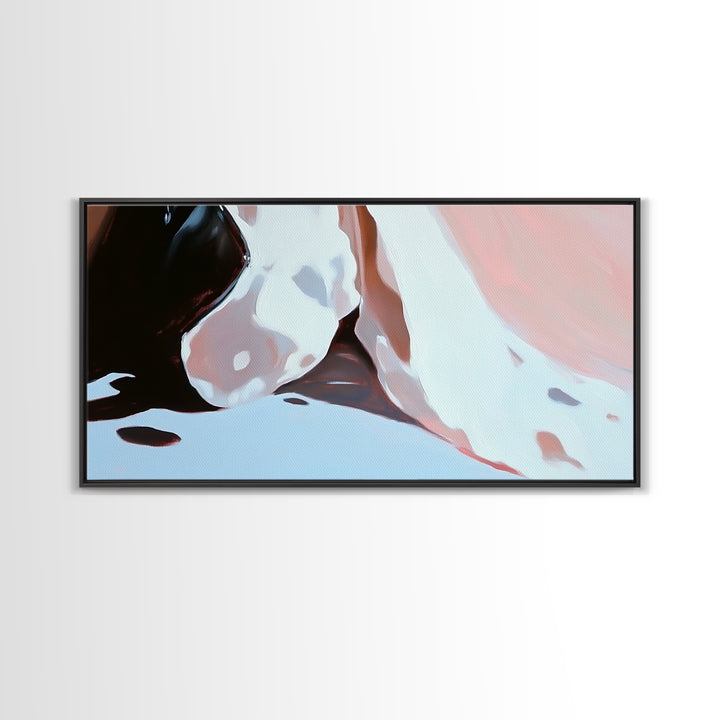 Close Up, Abstract Soft Art, Dreamy Minimalist Painting, Pastel Blue and Pink, Aesthetic Wall Decor, Neutral Modern Art, Canvas Print