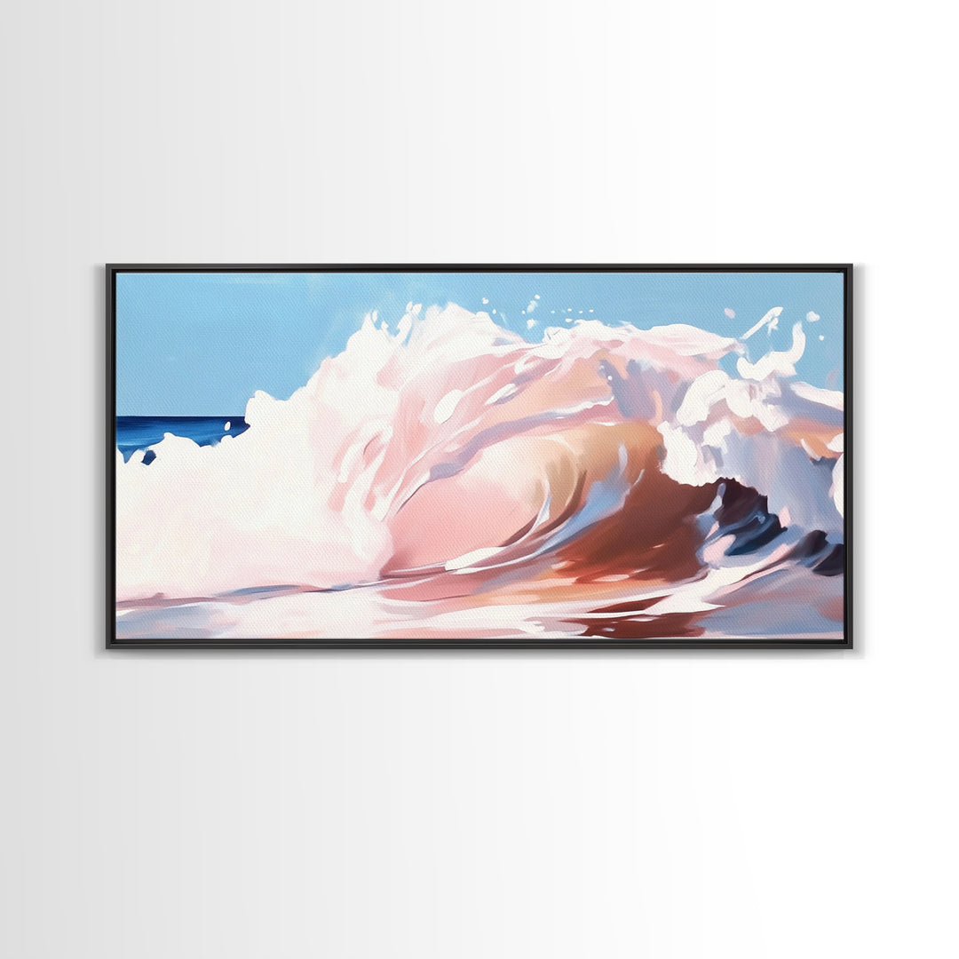 Pastel Wave, Abstract Ocean, Coastal Home Art, Modern Nautical Decor, Minimalist Seascape, Beach House Wall Art, Canvas Print, Calming Blue