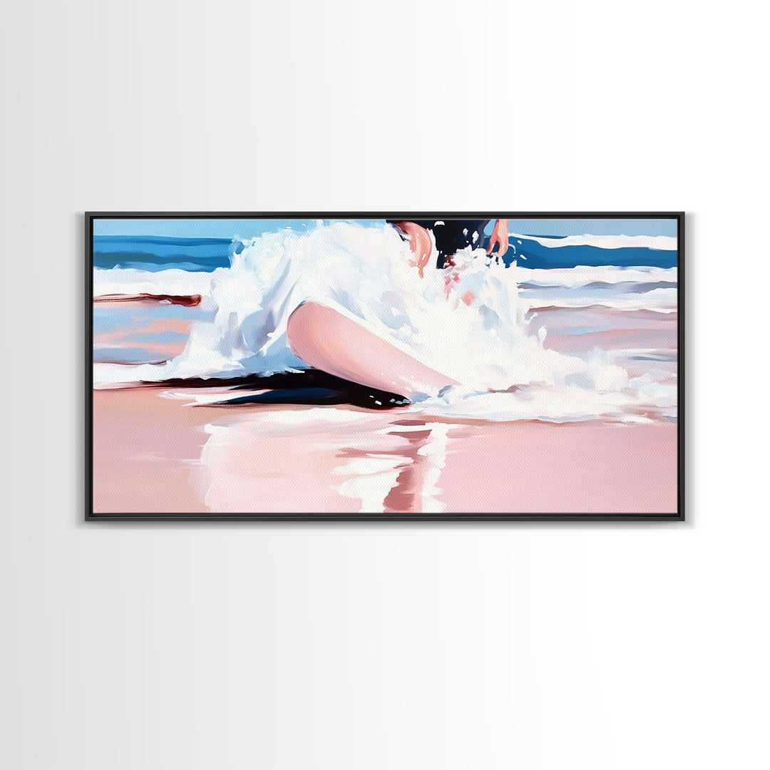 Ocean Splash, Surfer Art, Beach Wall Decor, Canvas Print, Coastal Home Art, Minimalist Wave Painting, Modern Beach House Wall Art