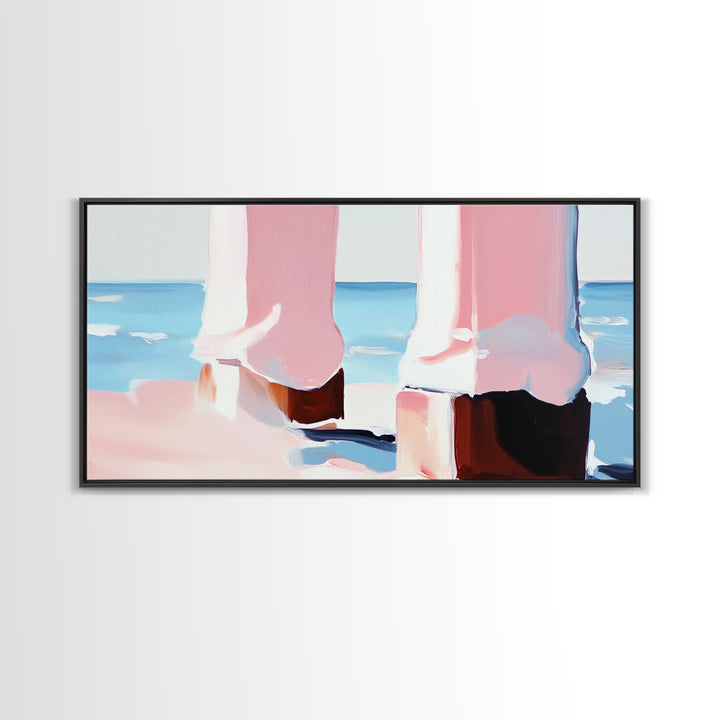 Coastal Pier, Beachside Serenity, Nautical Theme, Ocean Blue Artwork, Minimalist Coastal Art, Tranquil Scene, Canvas Print, Entryway