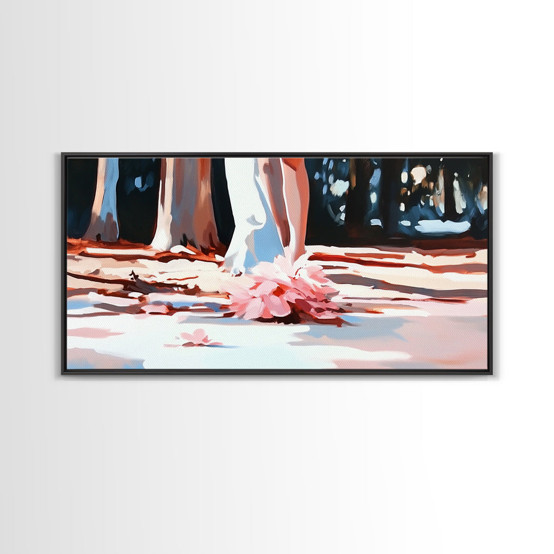 Blush Wedding, Romantic Art, Framed Canvas Print, Elegant Wall Decor, Feminine Painting, Modern Bedroom Art, Minimalist Aesthetic