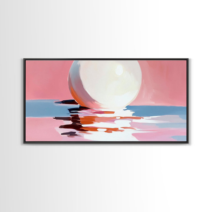 Blush Waves, Surf Art, Framed Canvas Print, Pink Seascape, Coastal Decor, Feminine Ocean Painting, Minimalist Wall Art