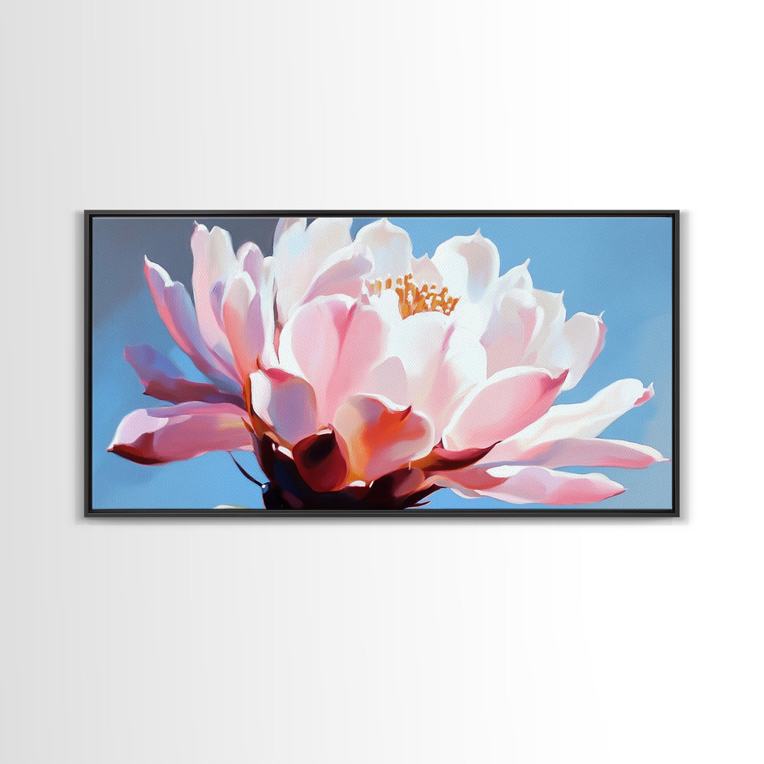 Blooming Cactus, Floral Wall Art, Desert Aesthetic, Boho Nature Decor, Soft Pink Botanical, Succulent Art, Canvas Print, Kitchen Decor