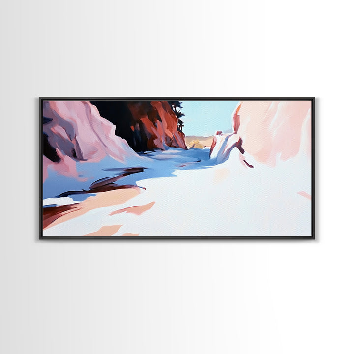 Canyon Landscape, Desert Painting, Western Wall Art, Nature Inspired Decor, Earth Tone Artwork, Framed Canvas Print, Boho Home Aesthetic