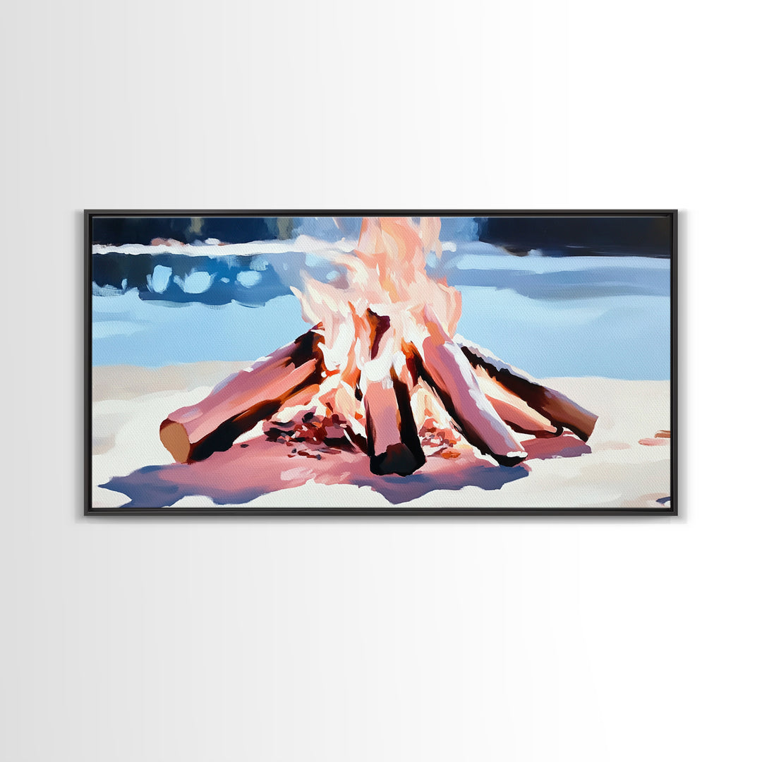 Campfire, Cozy Glow, Autumn Wall Art, Rustic Home Decor, Boho Adventure Aesthetic, Living Room Art, Framed Canvas Print, Gift Idea