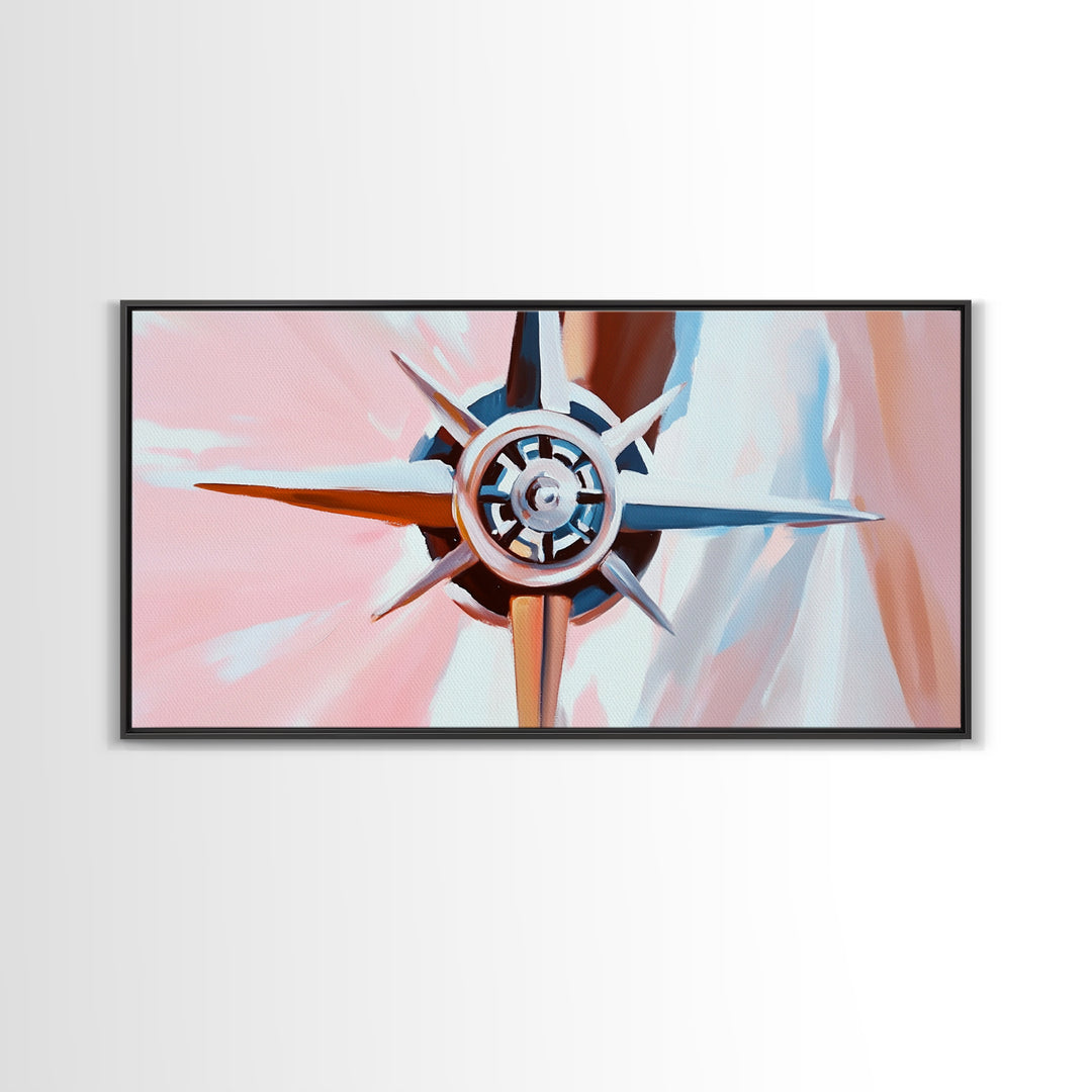 Compass Rose, Nautical Art, Pink Tones, Maritime Decor, Framed Canvas Print, Coastal Home Art, Boho Wall Art, Office Wall Decor