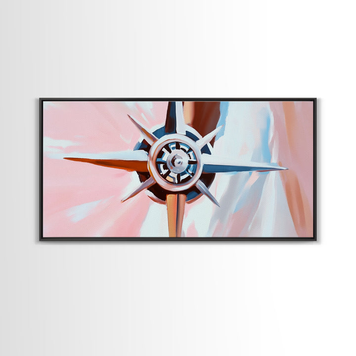 Compass Rose, Nautical Art, Pink Tones, Maritime Decor, Framed Canvas Print, Coastal Home Art, Boho Wall Art, Office Wall Decor