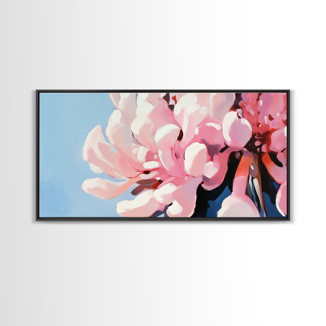 Blooming Flowers, Pink Petals, Floral Print, Modern Art, Framed Canvas Print, Bedroom Wall Art, Feminine Decor, Abstract Flowers