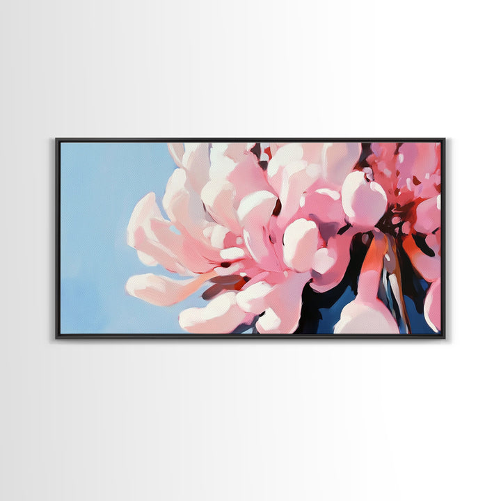 Blooming Flowers, Pink Petals, Floral Print, Modern Art, Framed Canvas Print, Bedroom Wall Art, Feminine Decor, Abstract Flowers