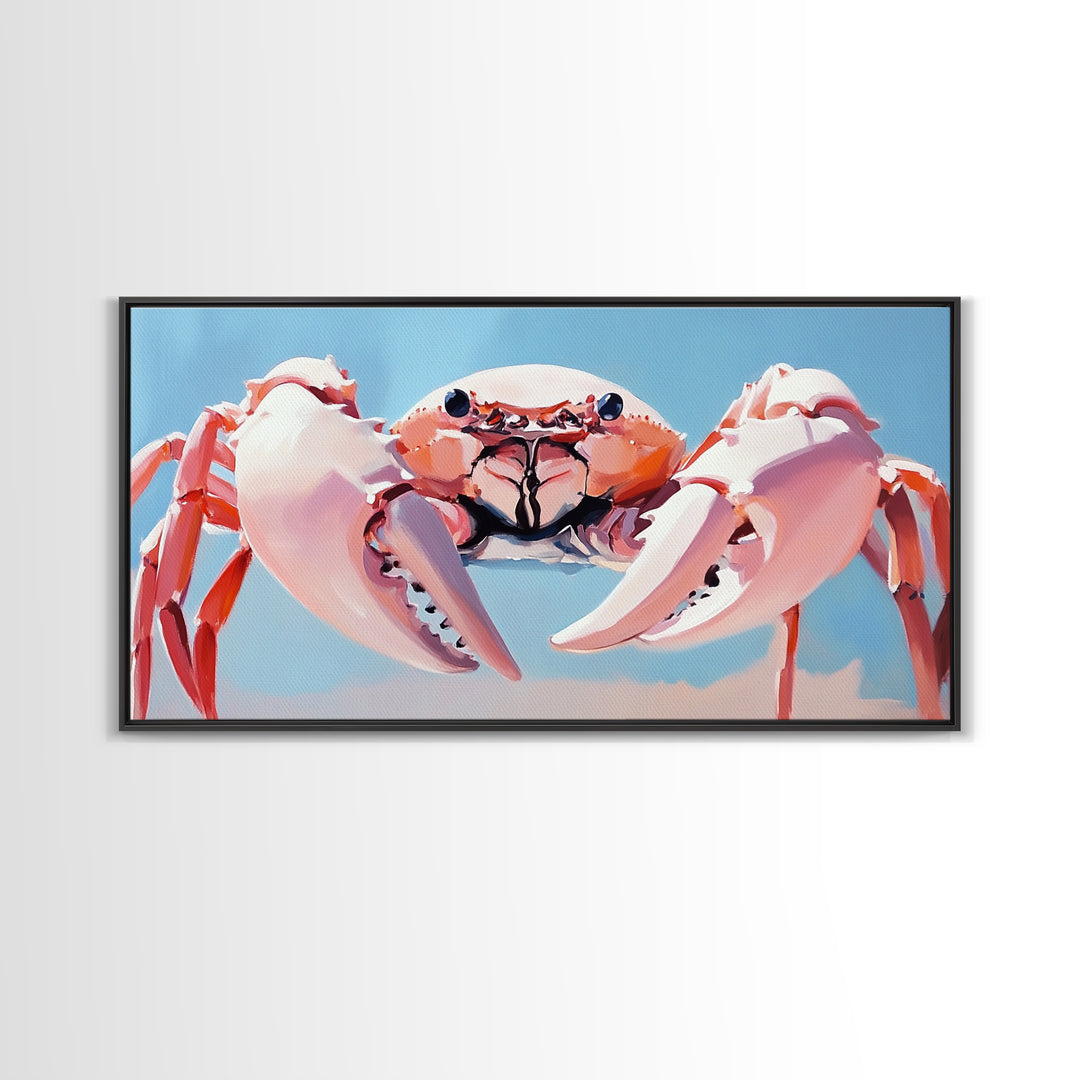 Crab Illustration, Ocean Life, Coastal Kitchen, Beach House Wall Art, Canvas Print, Nautical Artwork, Seaside Aesthetic, Marine Art