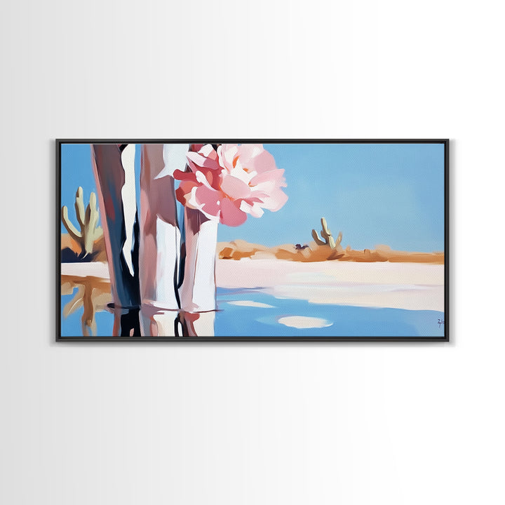 Cactus Blooms, Desert Flowers, Southwestern Serenity, Canvas Print, Floral Art, Pastel Tones, Nature Wall Art, Boho Decor, Minimalist Aesthetic