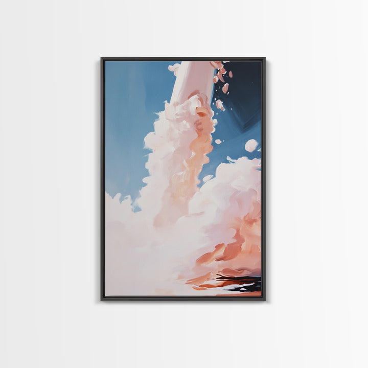 Rocket Launch, Space Exploration, Sci-Fi Aesthetic, Framed Canvas Print, Office Wall Art, Futuristic Home Decor, Astronaut Inspired