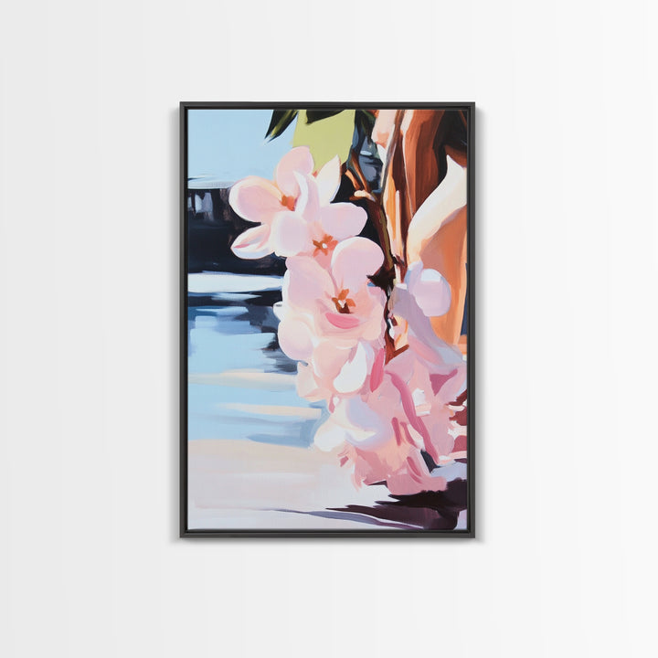 Blossoms, Floral, Nature, Water, Canvas Print, Botanical Wall Art, Feminine Aesthetic, Soft Pastel Decor, Spring Wall Hanging, Living Room Art