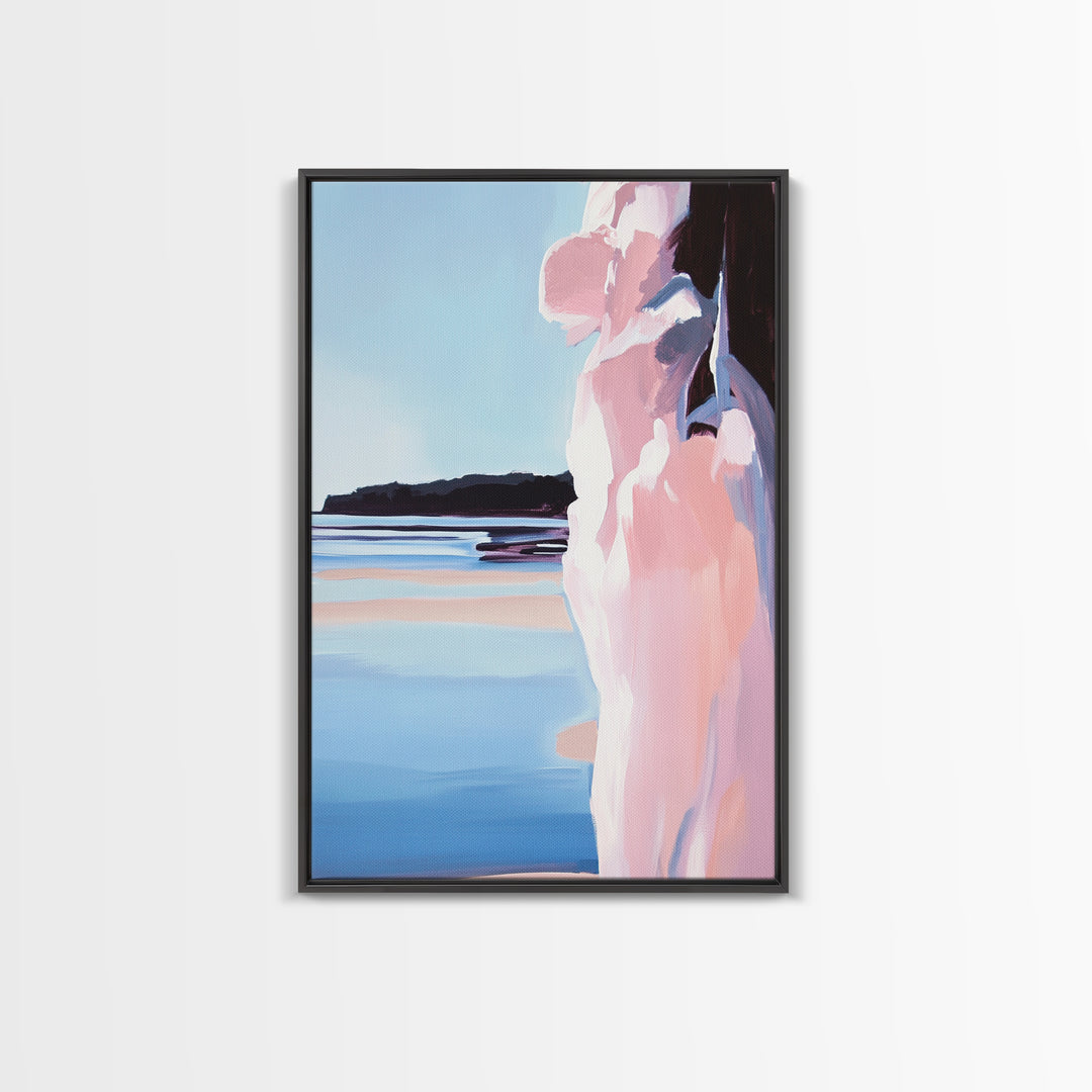 Beach Cliff, Coastal Landscape, Seascape Painting, Canvas Print, Modern Wall Art, Ocean Decor, Minimalist Art, Living Room Wall Art