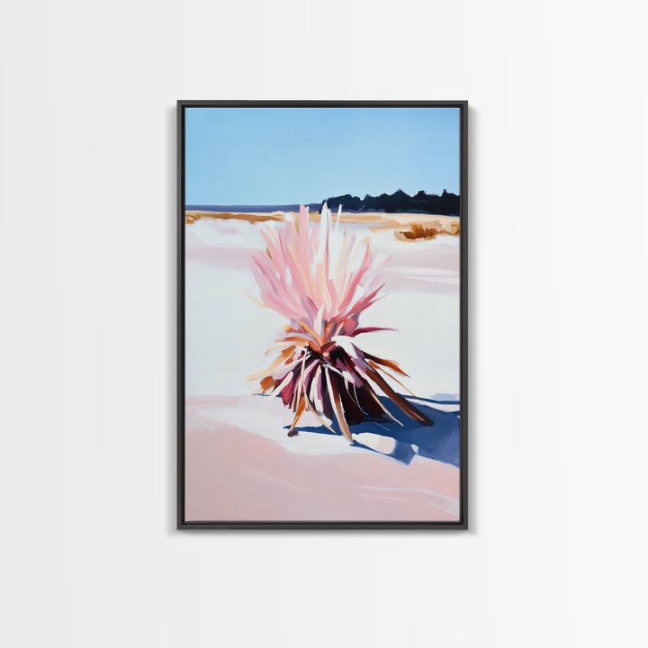 Desert Plant, Soft Pink Tones, Modern Botanical Wall Art, Framed Canvas Print, Southwest Decor, Minimalist Nature Painting