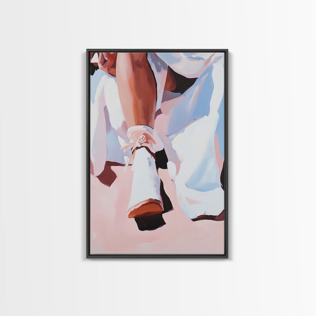 Ballet Shoes, Feminine Art, Elegant Decor, Fashion Print, Framed Canvas Print, Modern Wall Art, Soft Aesthetic, Romantic Artwork