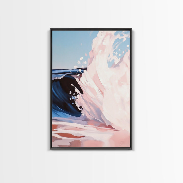 Ocean Wave Painting, Coastal Beach Art, Abstract Water Scene, Framed Canvas Print, Modern Nautical Decor, Living Room Wall Art, Boho Art