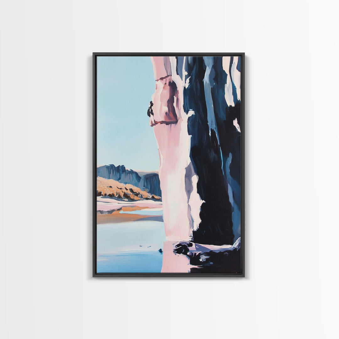 Canyon Cliff, Nature Print, Desert Landscape, Travel Wall Art, Framed Canvas Print, Boho Decor, Southwest Aesthetic, Modern Minimalism