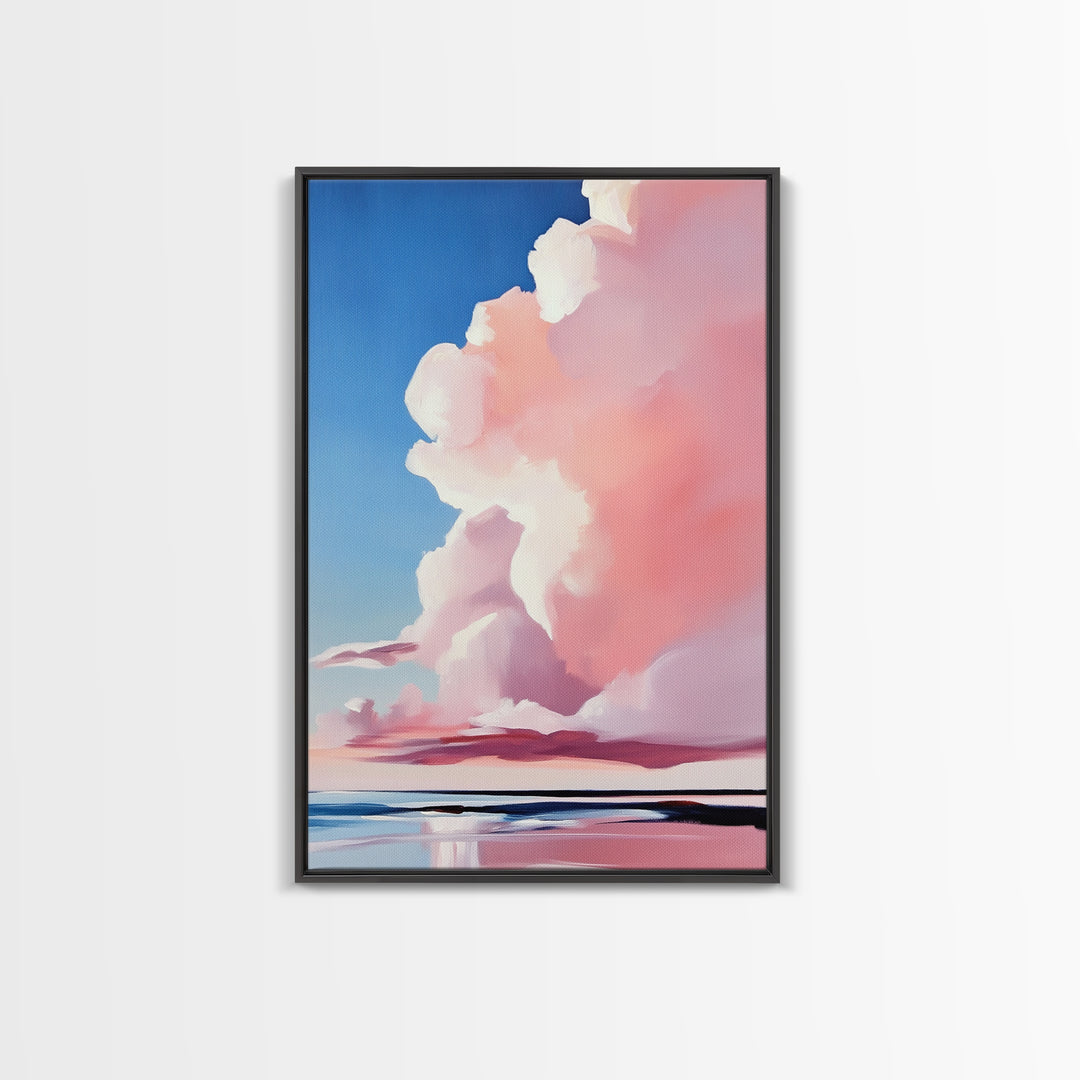Cloudscape, Sky Painting, Dreamy Wall Art, Minimalist Home Decor, Pastel Sky, Framed Canvas Print, Sunset Clouds, Serene Aesthetic