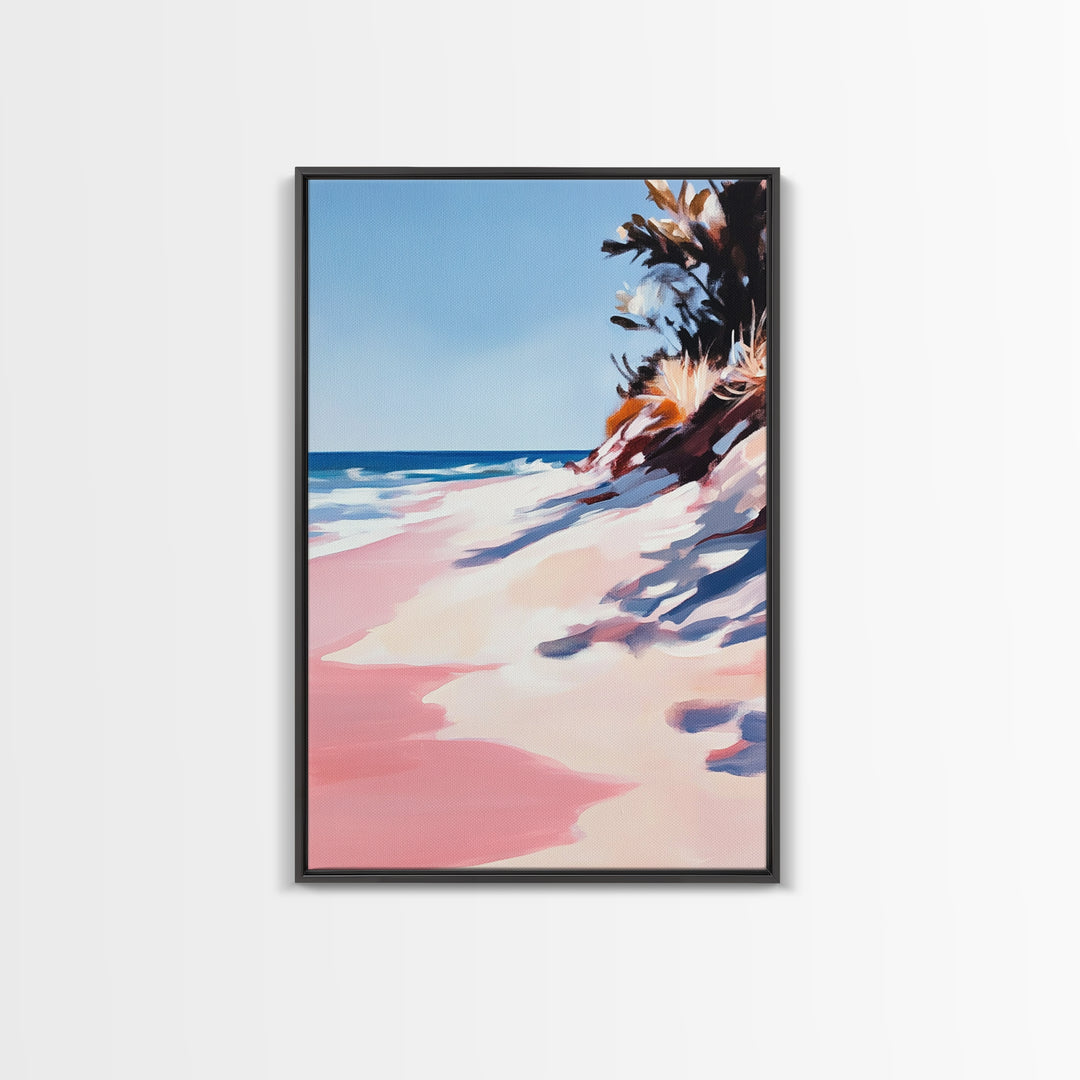 Coastal Waves, Summer Beach Art, Ocean Seascape Painting, Framed Canvas Print, Nautical Wall Art, Living Room Decor, Beach House Artwork