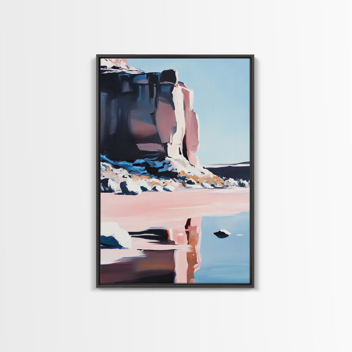 Canyon Reflection, Desert Landscape, Modern Southwest, Nature Wall Art, Framed Canvas Print, Earthy Tones, Office Decor, Boho Aesthetic