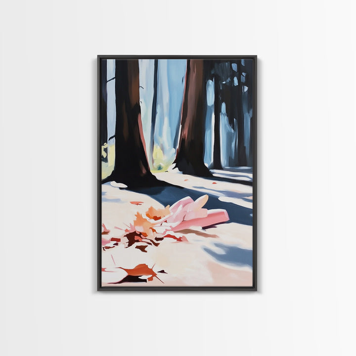 Autumn Forest, Fall Leaves, Cozy Aesthetic, Seasonal Art, Rustic Decor, Warm Tones, Nature Painting, Canvas Print, Living Room Wall Art