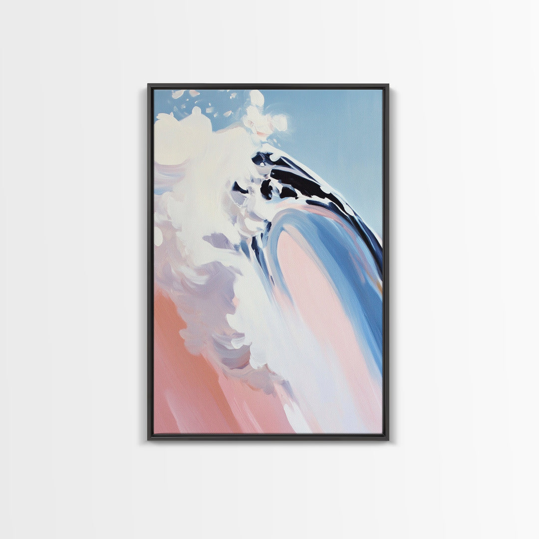 Ocean Curl, Surfer Wave Art, Framed Canvas Print, Beach House Decor, Coastal Painting, Summer Vibes Artwork, Minimalist Seascape