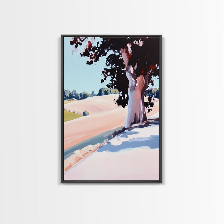 Rolling Hills, Tranquil Landscape, Country Scene, Framed Canvas Print, Rustic Farmhouse Decor, Nature Wall Art, Cozy Living Room Artwork