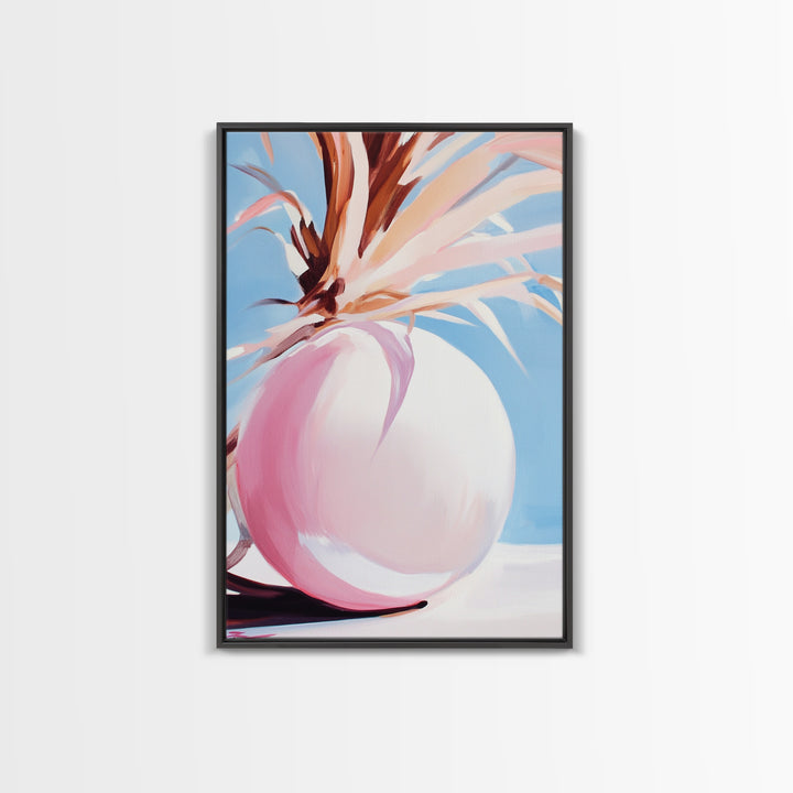 Desert, Palm Tree, Abstract, Framed Canvas Print, Earthy Tones Wall Art, Modern Southwest Decor, Stylish Living Room Art, Trendy Design