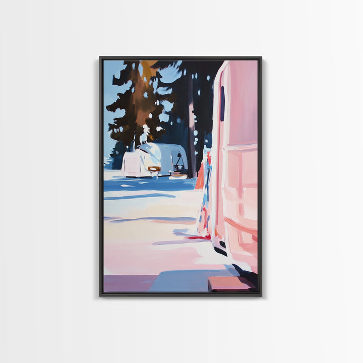 Camper Life, Forest Retreat, Cozy Camping, Canvas Print, Outdoor Adventure, RV Decor, Travel Lover Art, Scenic Nature Painting
