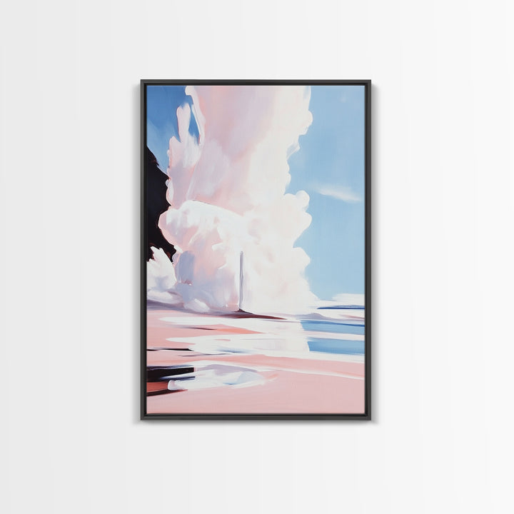 Pink Clouds, Sky Art, Dreamy Landscape, Serene Wall Decor, Blue and Pink Painting, Framed Canvas Print, Office Decor, Aesthetic Gift