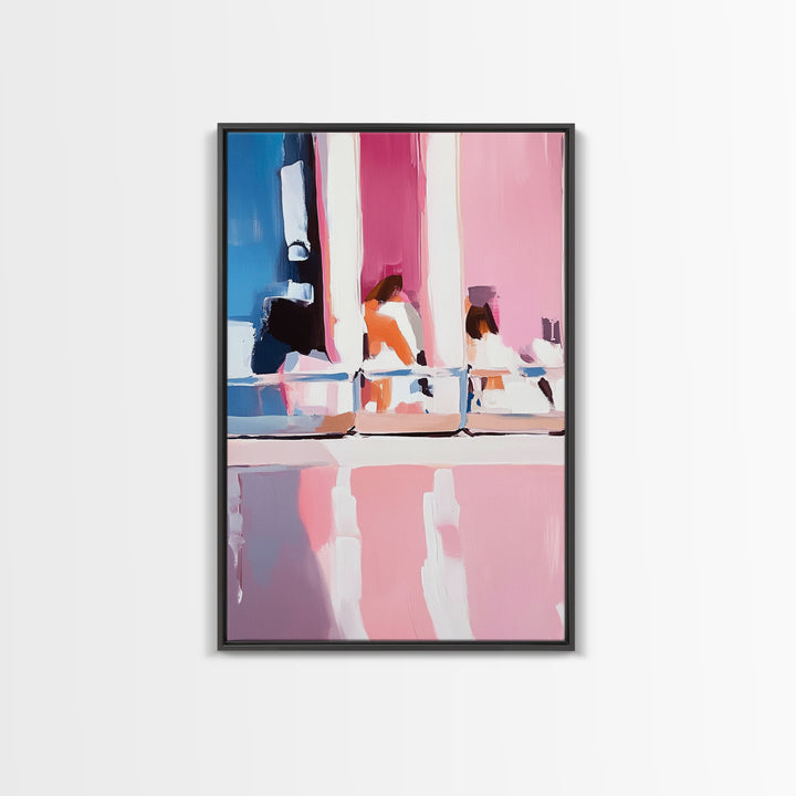 Abstract Reflection, Pink and Blue Art, Contemporary Wall Decor, Canvas Print, Modern Interior Design, Aesthetic Home Styling