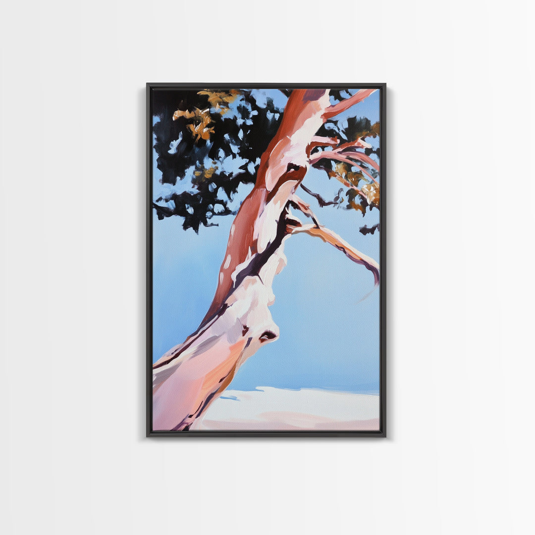 Abstract Tree Art, Modern Landscape Painting, Contemporary Earthy Decor, Minimalist Nature Print, Framed Canvas Print, Office Wall Art