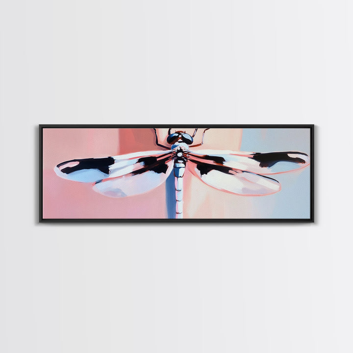 Dragonfly, Framed Canvas Print, Nature Wall Art, Pastel Aesthetic, Boho Artwork, Elegant Home Decor, Insect Painting, Minimalist Art