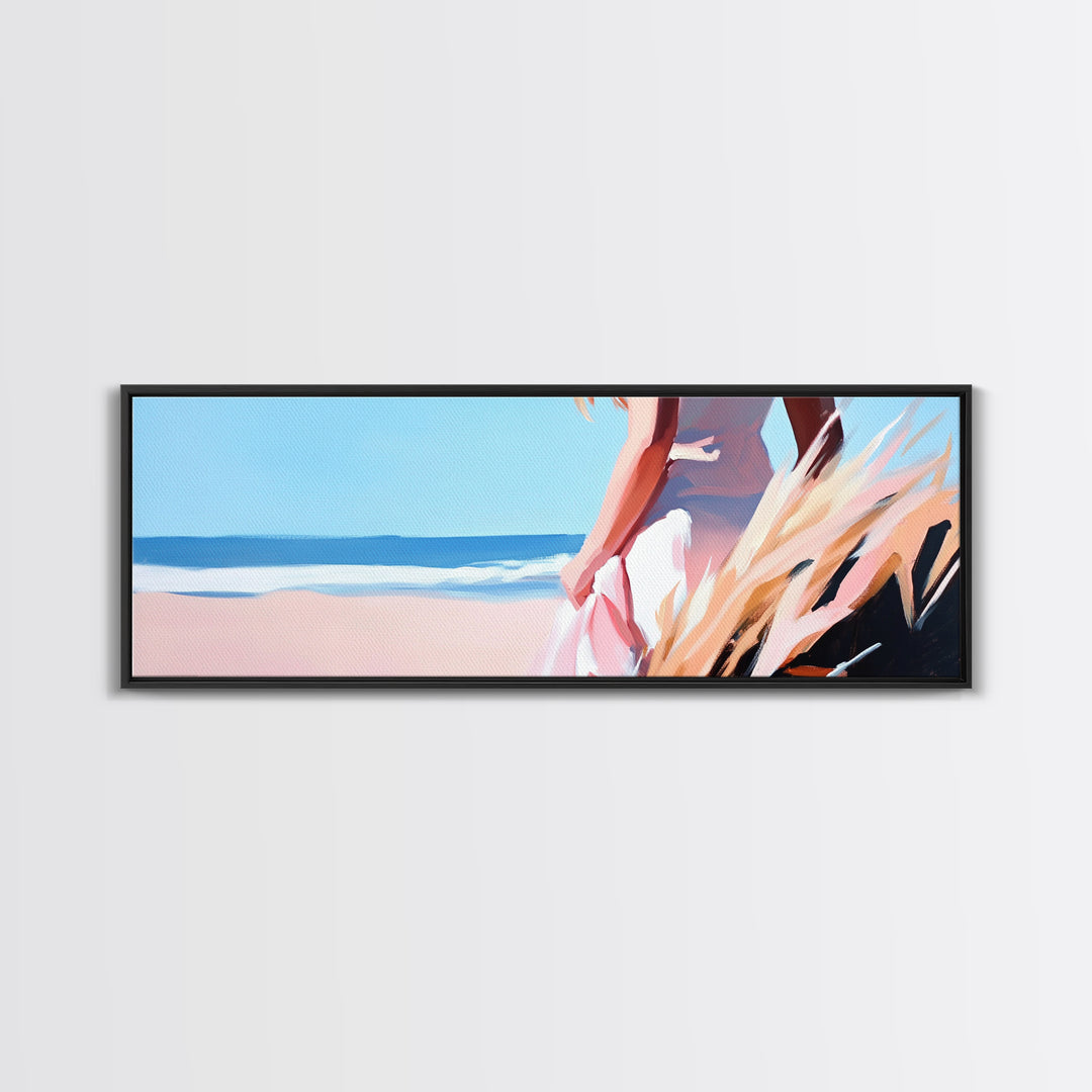 Ocean Breeze, Coastal Woman, Serenity Art, Beach Aesthetic, Canvas Print, Boho Wall Art, Relaxing Bedroom Wall Decor