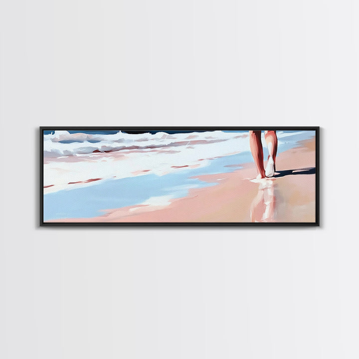 Coastal Walk, Beach, Ocean, Serenity, Framed Canvas Print, Coastal Wall Art, Nautical Decor, Living Room Wall Art, Minimalist Art